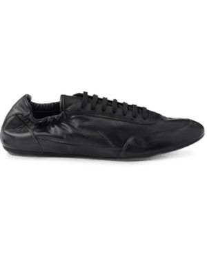 Prada Collapse Leather Trainers - Black
