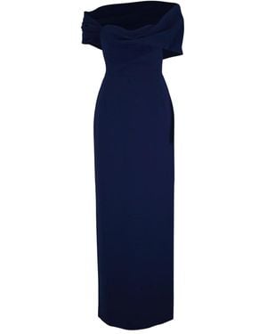 Carolina Herrera Off-Shoulder Draped Evening Dress - Blue