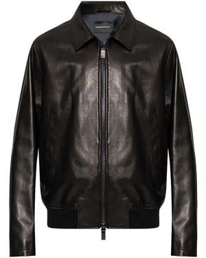 EMPORIO ARMANI ブラックレザージャケット メンズ Emporio Armani レザージャケット | オンラインセールは