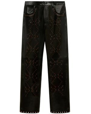Marni Leather Pants With Studded Front - Black