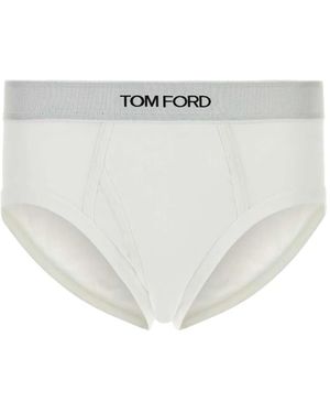 Tom Ford Logo-Waistband Briefs - White