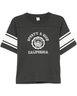 Sporty & Rich Logo-Print T-Shirt - Black