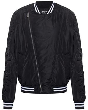 Balmain Asymmetric-Zip Bomber Jacket - Blue