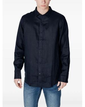 ARMANI EXCHANGE Chemise À Boutonnière Sur Le Devant - Blue