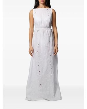 Kiki de Montparnasse Robe Longue Simone À Œillets - White