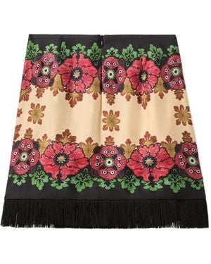 La DoubleJ Jupe Frangée À Imprimé Floral - Rouge
