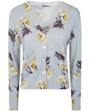 In bed with You Floral V-Neck Cardigan - Blue