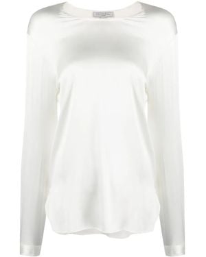 Antonelli Boat-neck Satin Sweatshirt - White