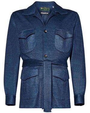 Franzese Collection Notched-Lapel Four-Pocket Jacket - Blue