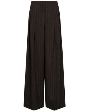 Twp Roberts Pinstripe-Pattern Pleated Pants - Black
