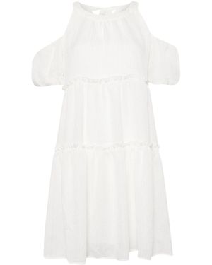 B+ AB Open-Shoulder Tiered Minidress - White