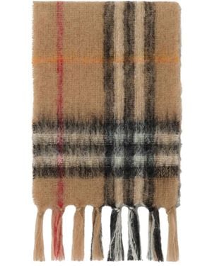Burberry Checked Mohair Scarf - Brown