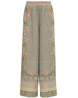 Pierre Louis Mascia Floral Paisley Palazzo Trousers - Natural