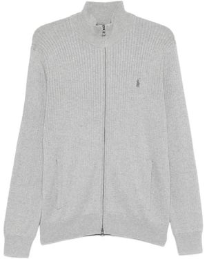 Polo Ralph Lauren Ribbed-Knit Zip-Up Cardigan - Grey