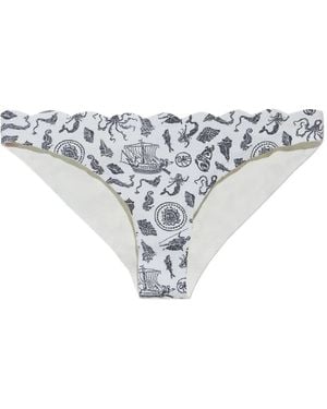 Marysia Swim Scalloped Cameo-Print Bikini Briefs - White