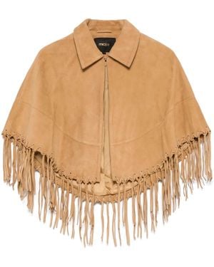 Maje Fringed Cape - Natural