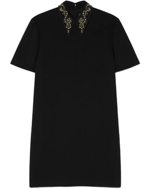 Versace Embellished-Collar Mini Dress - Black