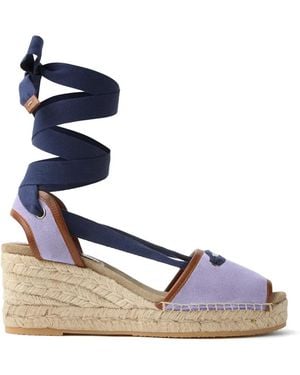 Versace Lola Suede Wedge Sandals 65 Mm - Blue