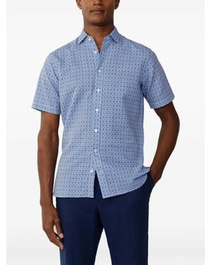 Hackett Clay-Print Short-Sleeve Shirt - Blue