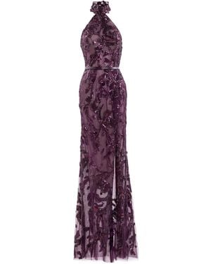 Saiid Kobeisy Halter-Neck Maxi Dress - Purple