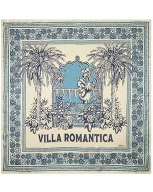 ALÉMAIS Villa Romantica Patterned Scarf - Blu