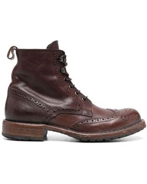 Moma Brogue-Detail Ankle Boots - Brown