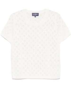 Eric Bompard T-Shirt En Maille Pointelle - Blanc