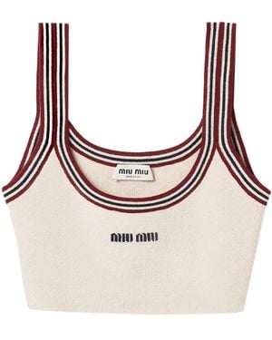Miu Miu Top Crop Con Rifinitura A Righe - Rosa