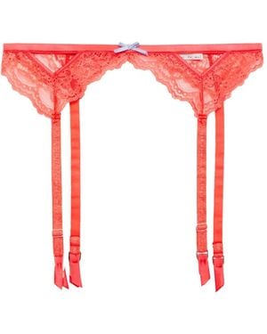 Fleur du Mal Bianca Lace Garter Belt - Red