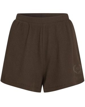 KARL LAGERFELD Waffle Logo Embroidered Shorts - Brown
