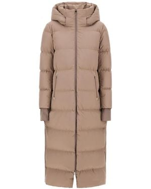 Herno Striped Quilted Padded Coat - Natural