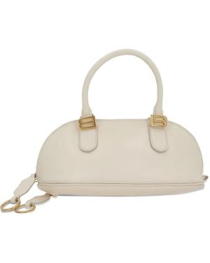 Balenciaga Bolero Logo-Plaque Leather Shoulder Bag - Natural