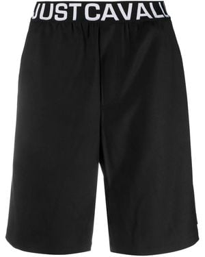 Just Cavalli Logo-Print Shorts - Black