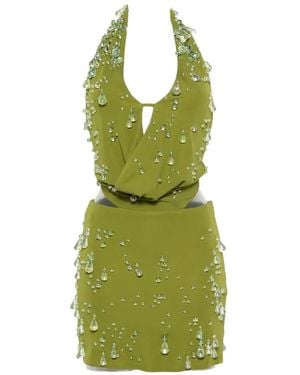 Cult Gaia Issey Bead-Embellished Halterneck Mini Dress - Green