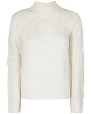 ERMANNO FIRENZE Embroidered Raglan-Sleeve Jumper - White