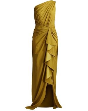 Tadashi Shoji One-Shoulder Ruffled Evening Dress - Metallic