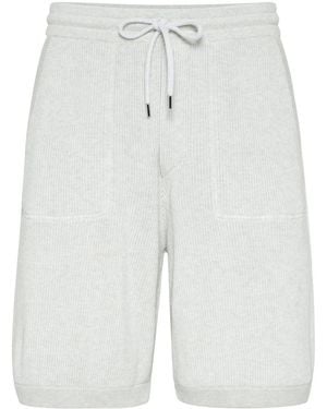 Brunello Cucinelli Cotton English Rib Knit Bermuda Shorts - White