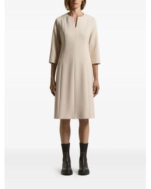 Peserico V-Neck Three-Quarter Sleeve Dress - Natural