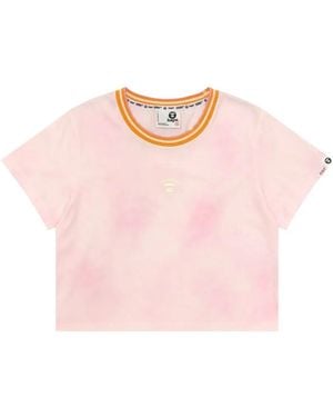 Aape By A Bathing Ape Ribbed Embroidered T-Shirt - Pink