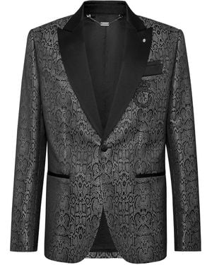 Billionaire Snakeskin-Jacquard Blazer - Black