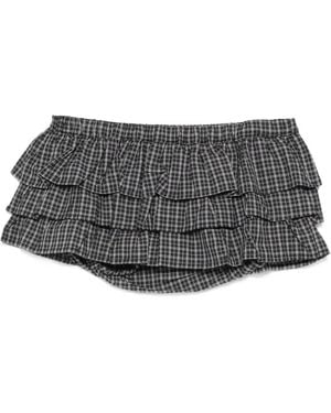 GIMAGUAS Check Ruffled Shorts - Grey