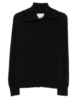 Lisa Yang Denie Button-Up Sailor-Collar Cardigan - Black