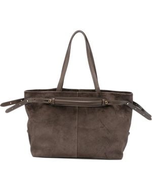 Anya Hindmarch Suede Leather-Trim Tote Bag - Brown