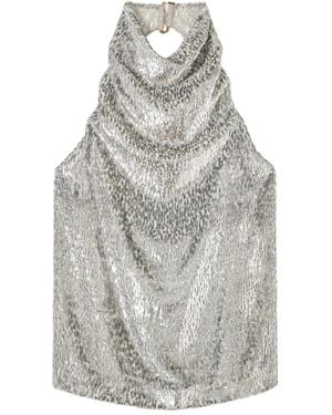 Stella McCartney Metallic Velvet Halterneck Top - Grey