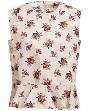Essentiel Antwerp Klara Floral-Print Ruffled Top - Pink