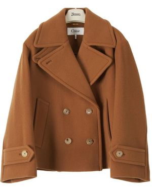 Chloé Double-Breasted Pea Coat - Brown