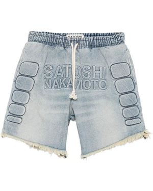 Satoshi Nakamoto Short En Jean À Logo Brodé - Bleu