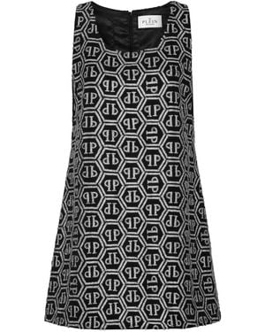 Philipp Plein Monogram Strass Mini Dress - Black