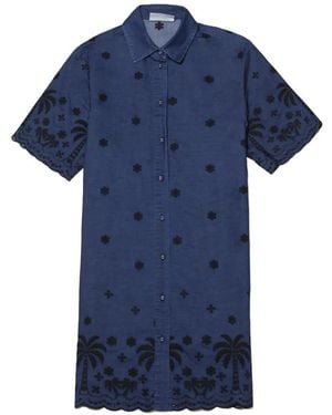 MC2 Saint Barth Palm-Tree Shirt Dress - Blue