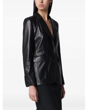 Tagliatore Single-Breasted Leather Blazer - Black